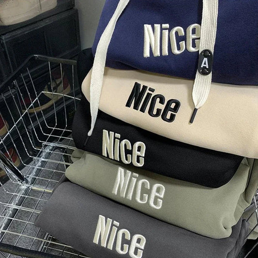 Nice Letter Print Cotton Fleece Hoodie