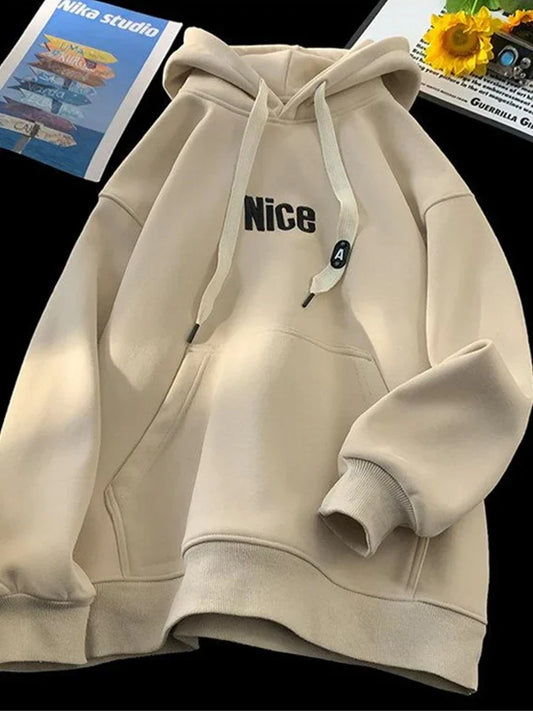 Nice Letter Print Cotton Fleece Hoodie