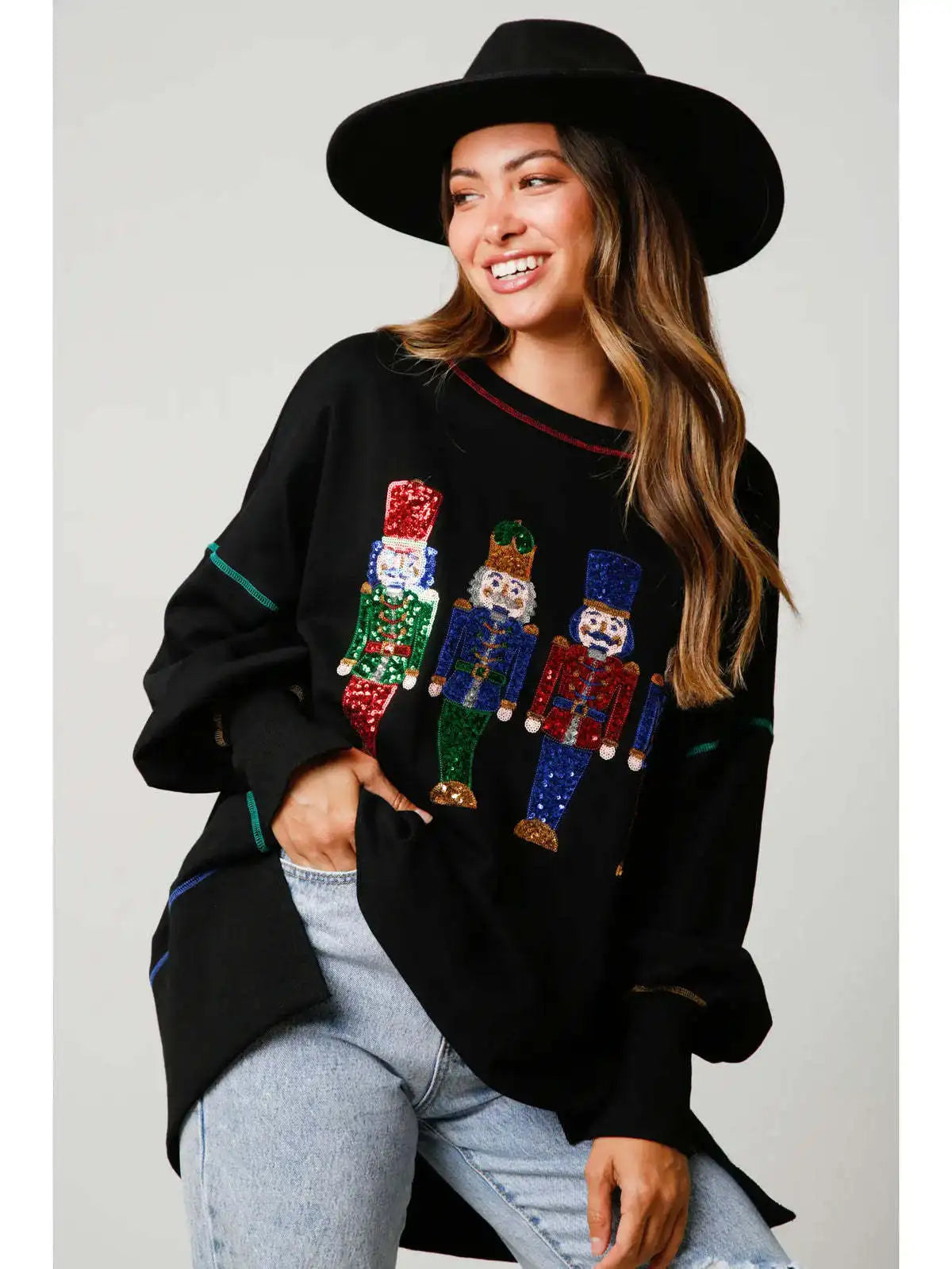 Sweet Fresh Korean Sequins Thickened Versatile Christmas Hoodie