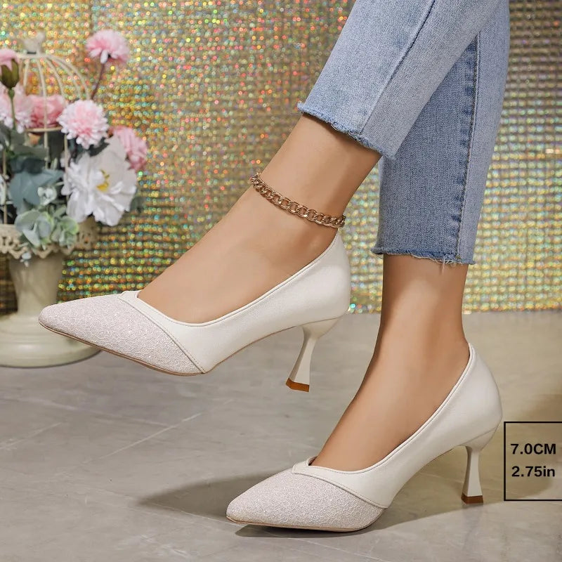 2024 Sexy Pointed Toe High Heels Wedding Shoes Bride Casual Fashion Pumps Elegant Stiletto Shoes