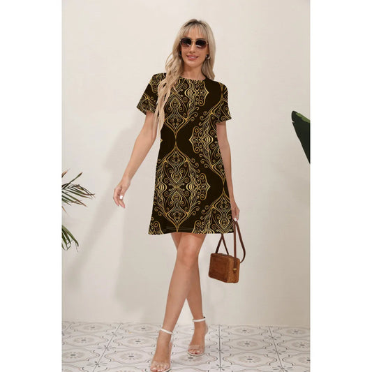 Latest Summer Fashion Floral Print Round Neck Dress