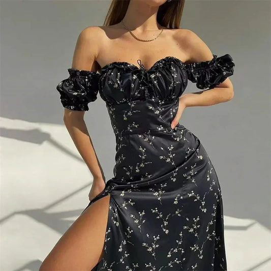 2024 Summer New Fashion Slit SlimMIDI Long Plus Size Dress Floral Dress