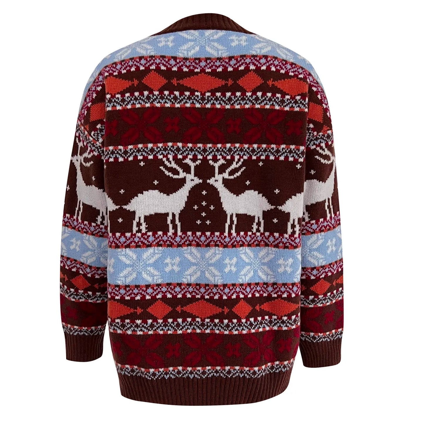 Jacquard Print Warm Soft Loose Casual Full Sleeve Christmas Christmas Sweater