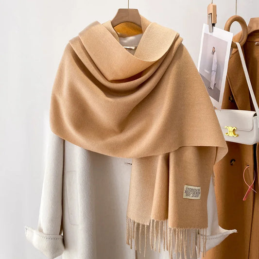 Winter Poncho Shawl Solid Print Cashmere Scarf