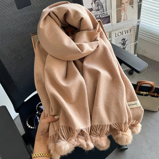 Winter Warm Cashmere Solid Shawl Scarf