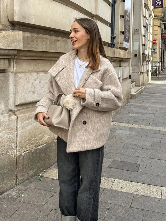 Thick Woolen Cropped Coat