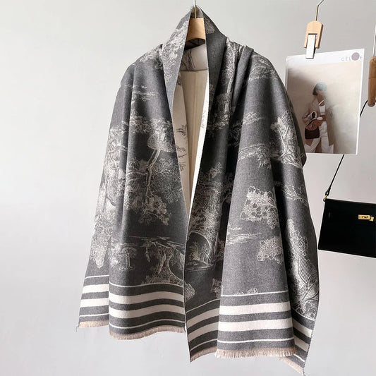 Poncho Cashmere Winter Wrap Scarf