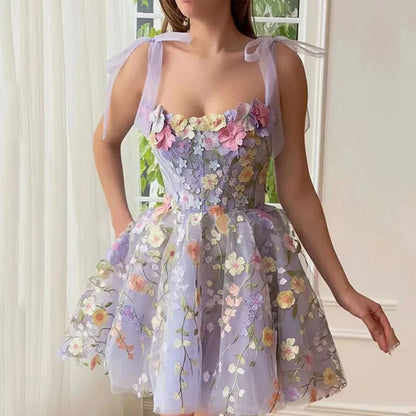 2024 Fashion Flower Embroidery Sexy Floral Dress