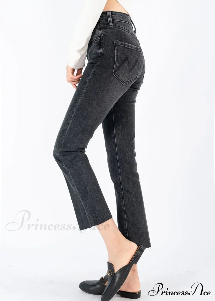 2024 Brand M New Autumn And Winter Straight Slim Ninth Smoke Gray Fitting Jean