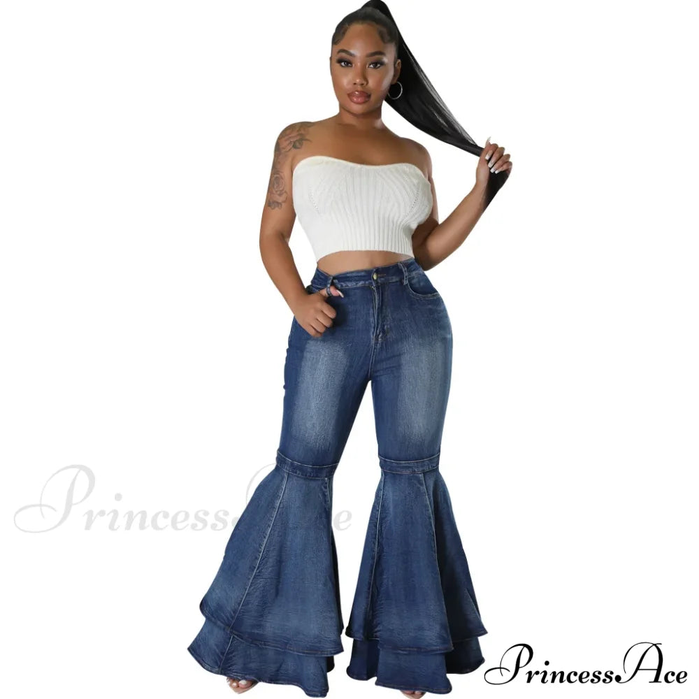 2024 Fashion High Waist Flare Casual Stretch Skinny Streetwear Denim Bellbottoms Jean