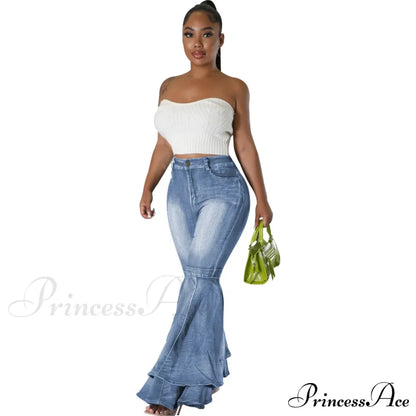 2024 Fashion High Waist Flare Casual Stretch Skinny Streetwear Denim Bellbottoms Jean