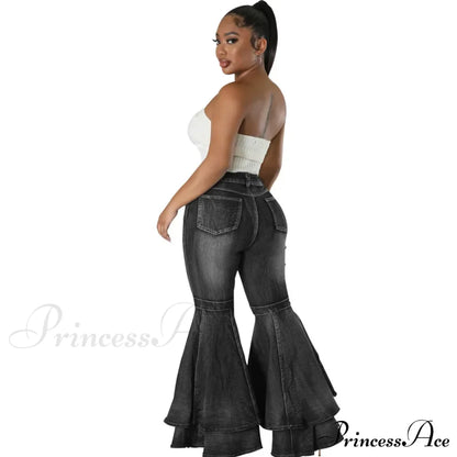 2024 Fashion High Waist Flare Casual Stretch Skinny Streetwear Denim Bellbottoms Jean