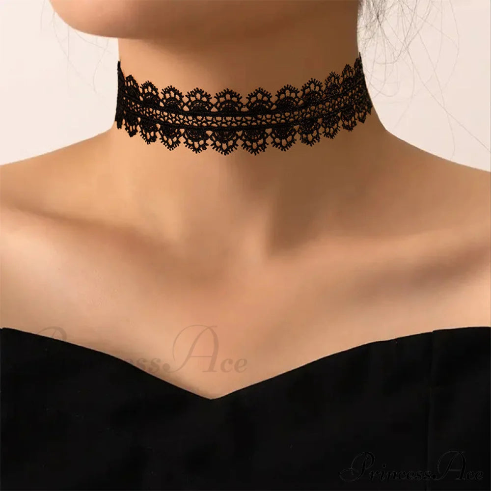 2024 Gothic Choker Black Lace Punk Lolita Sweet Cool Necklace Halloween