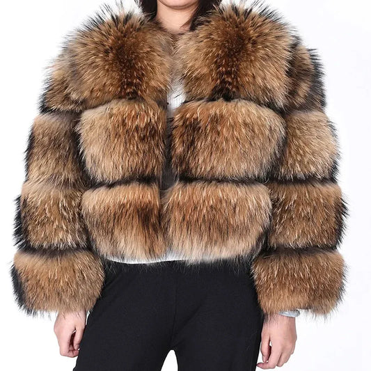 Raccoon Fur Thick Luxury Winter Coat