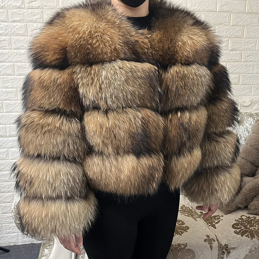 Raccoon Fur Thick Luxury Winter Coat