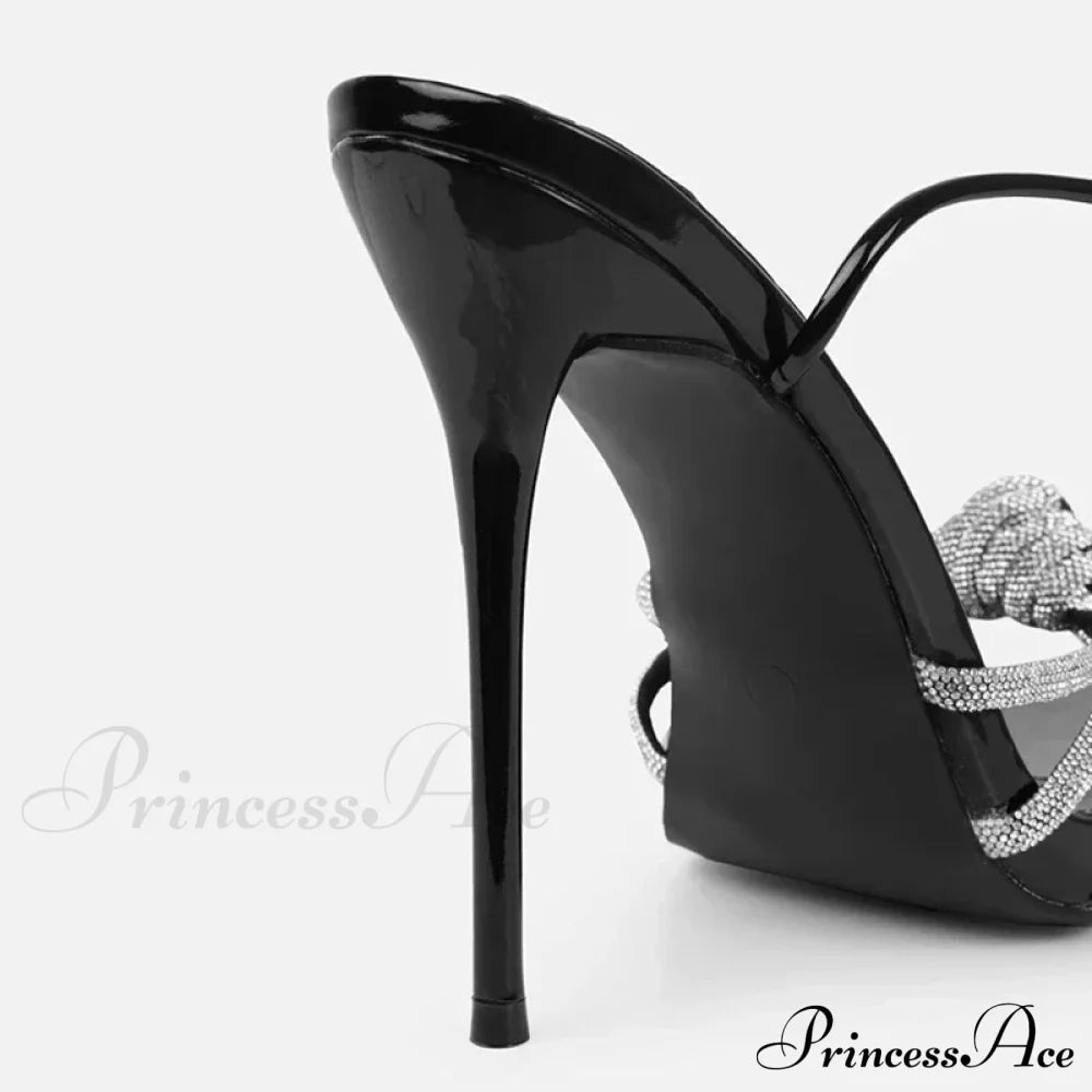 2024 New Arrival Silver Crystal Narrow Band Women’s Sandals - Summer Party Wedding Prom Shoes