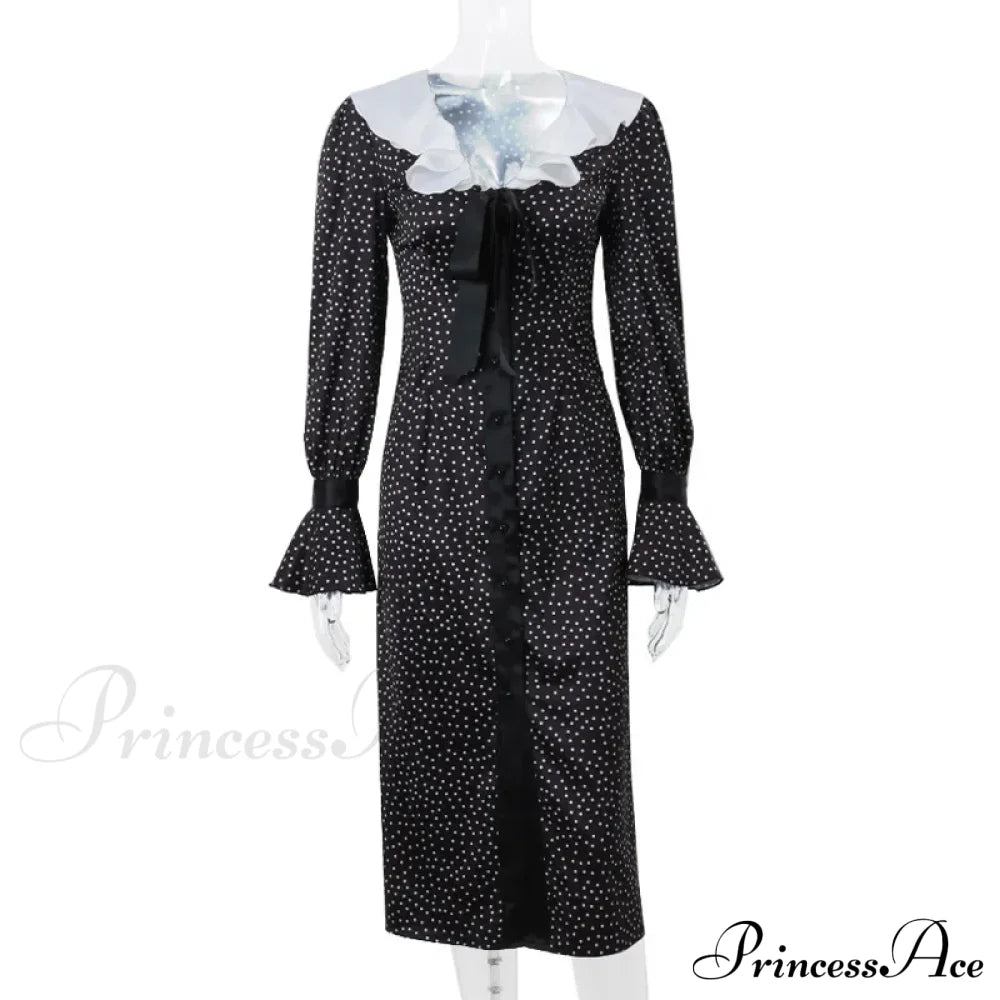 2024 New Autumn Fashionable French Style Floral Long-Sleeved Elegant Casual Vestidos Midi Dress