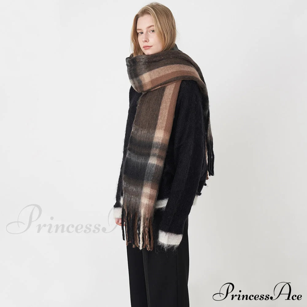 2024 New French Classic Vintage Cozy Warm Faux Cashmere Plaid Scarf