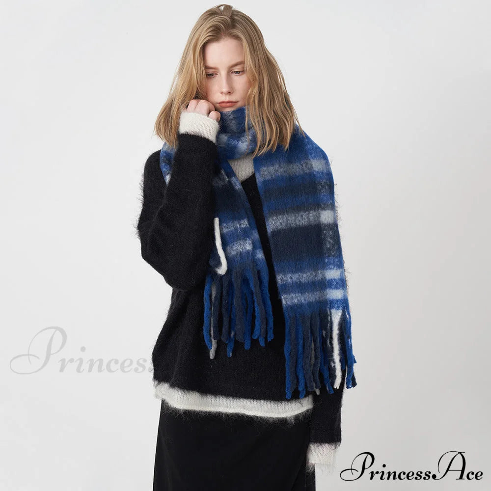 2024 New French Classic Vintage Cozy Warm Faux Cashmere Plaid Scarf