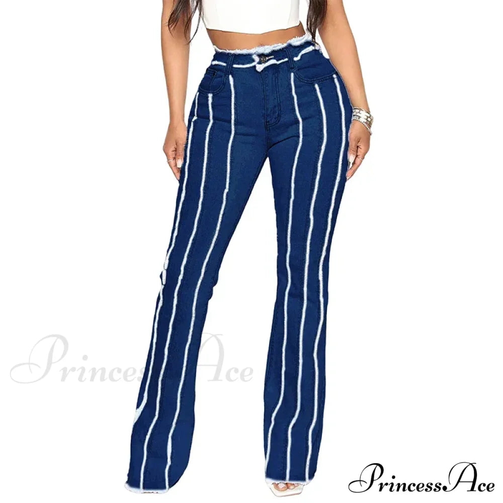 2024 Stretch Women’s Vintage Fashion High Waist Flare Women Slim Spliced Bell Bottom Streetwear