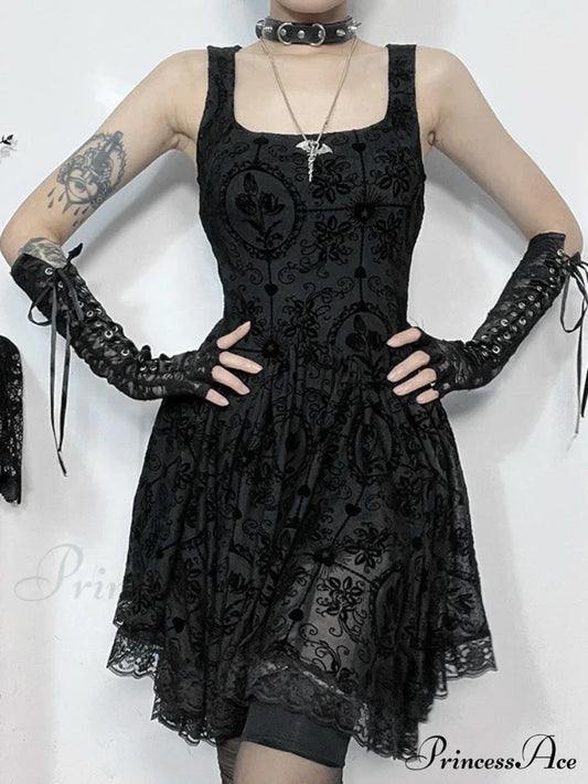 2024 Summer New Harajuku Retro Sexy Wrapped Hip Mini Dress Y2K Vintage Gothic Punk Dark Style Tie