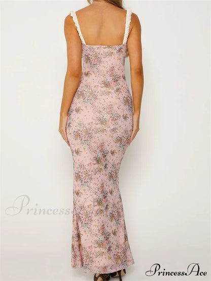 2024 Women Sleeveless V-Neck Backless Floral Print Patchwork Summer Cocktail Party Female Vestidos