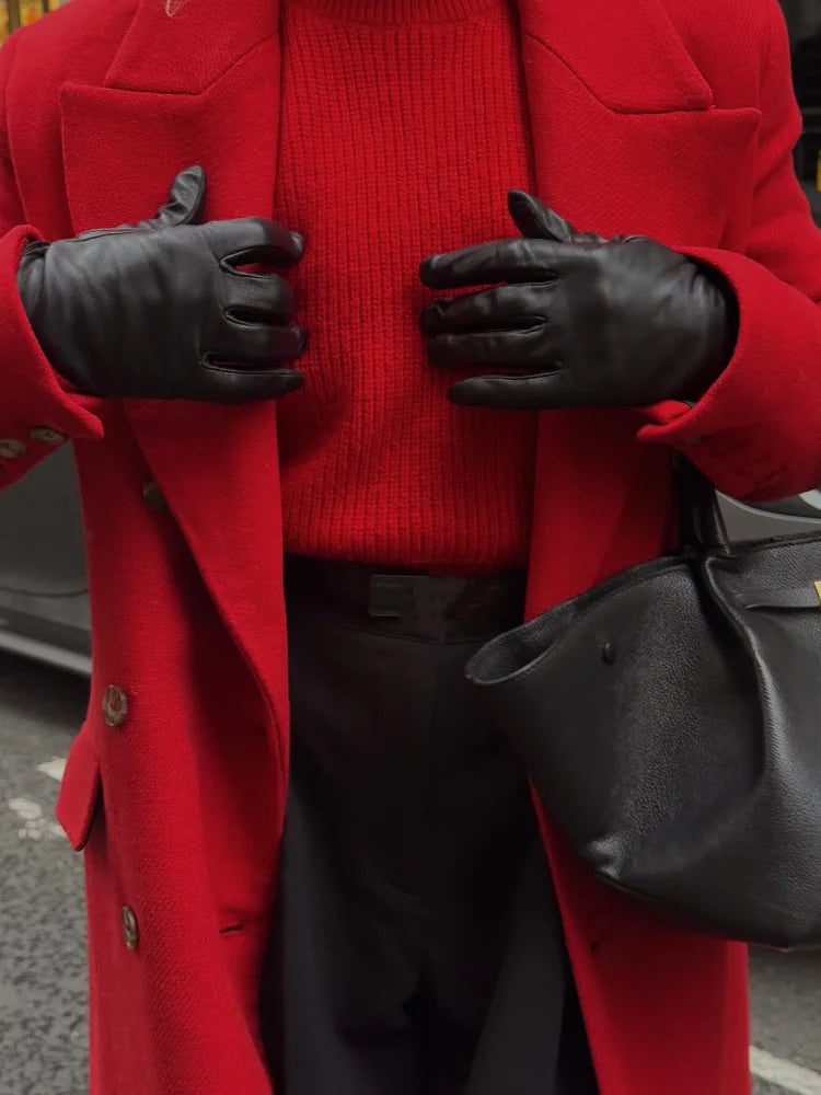 Christmas Red Double Breasted Coat