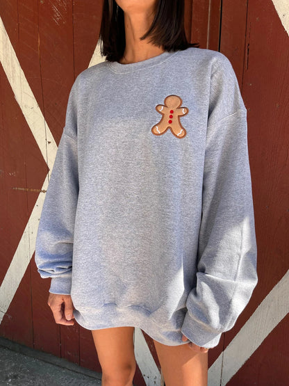 Loose Oversized Gingerbread Crew Neck Casual Christmas Hoodie