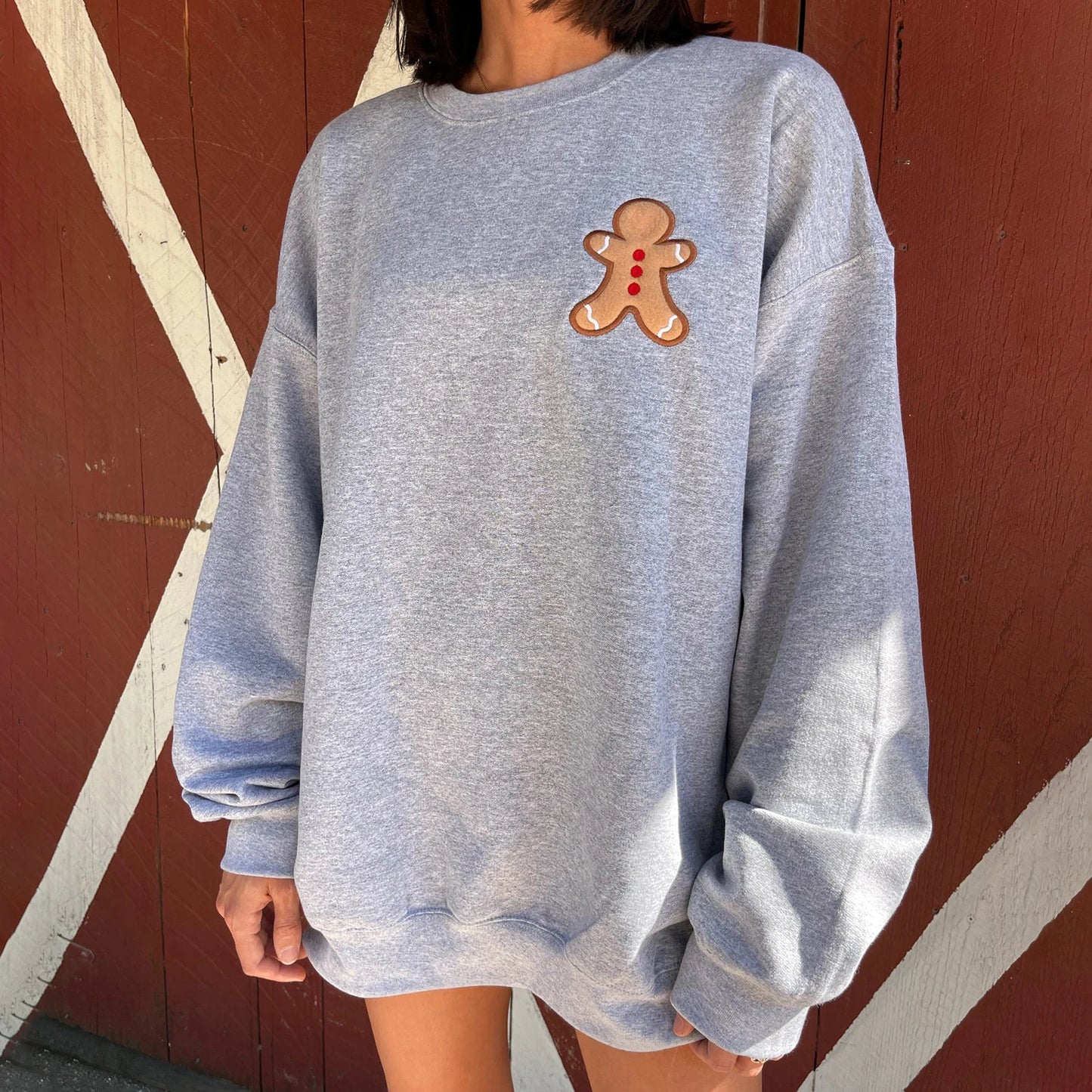 Loose Oversized Gingerbread Crew Neck Casual Christmas Hoodie