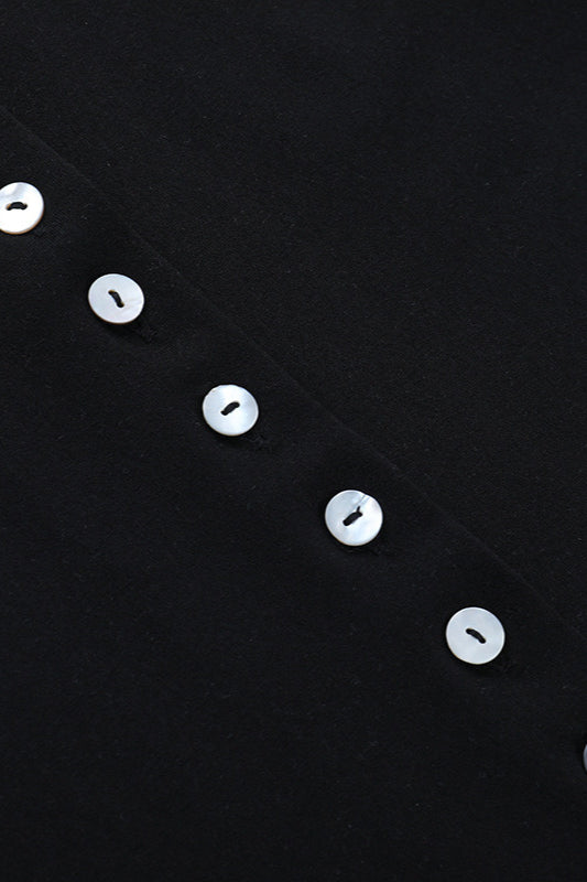Multi-Button Fitted Solid Long Sleeve Tee