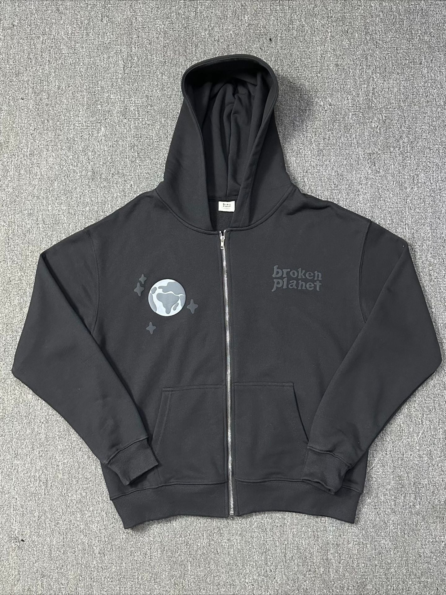 Foam Spider Web Print Fleece Zip Hoodie S / Black