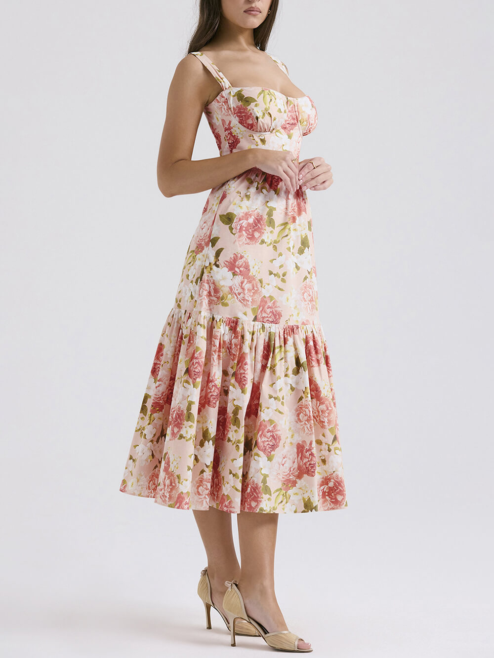 Sweet Spicy Style Charming Floral Backless Midi Dresses