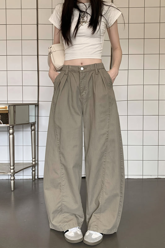 Washed Barrel Leg Cargo Pants