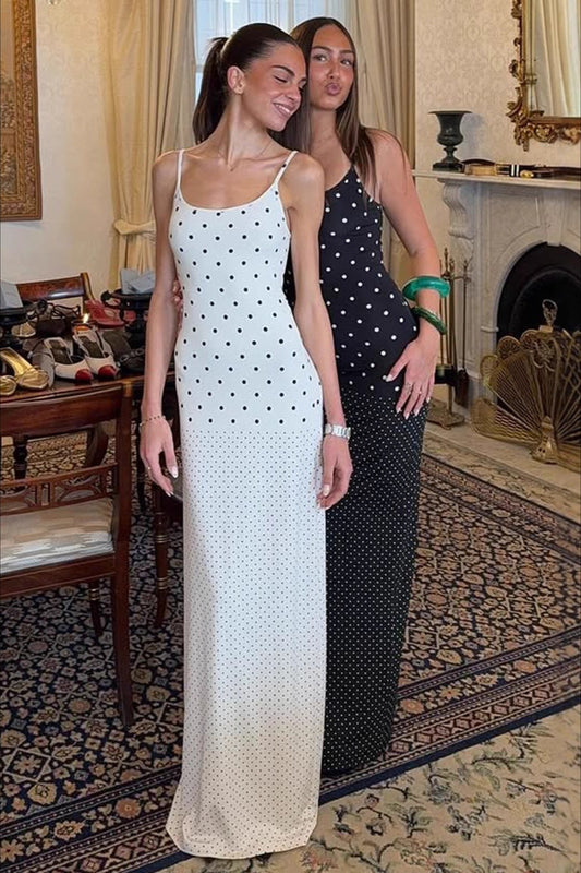 Polka Dot Cami Bodycon Slim Maxi Dress