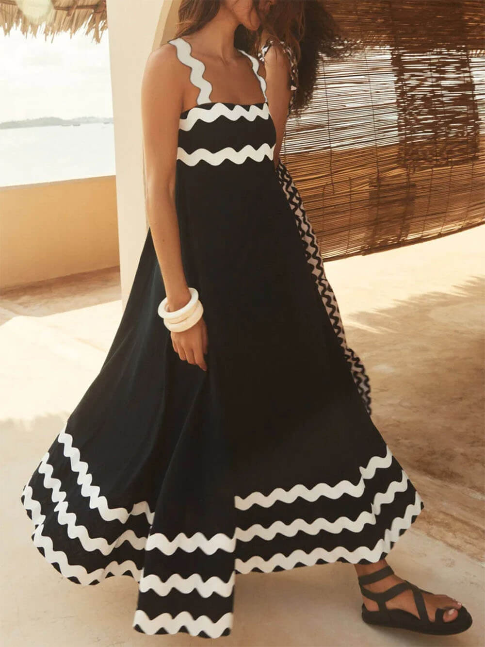 Square Collar Stylish Spaghetti Straps Dress Dresses