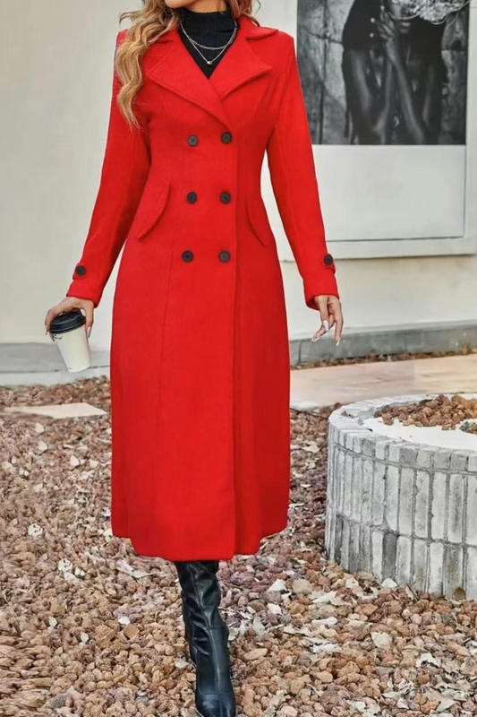 Wool Blend Lapel Double Breasted Chic Outerwear