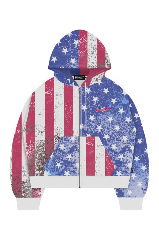 Flag Print Pullover Hoodie