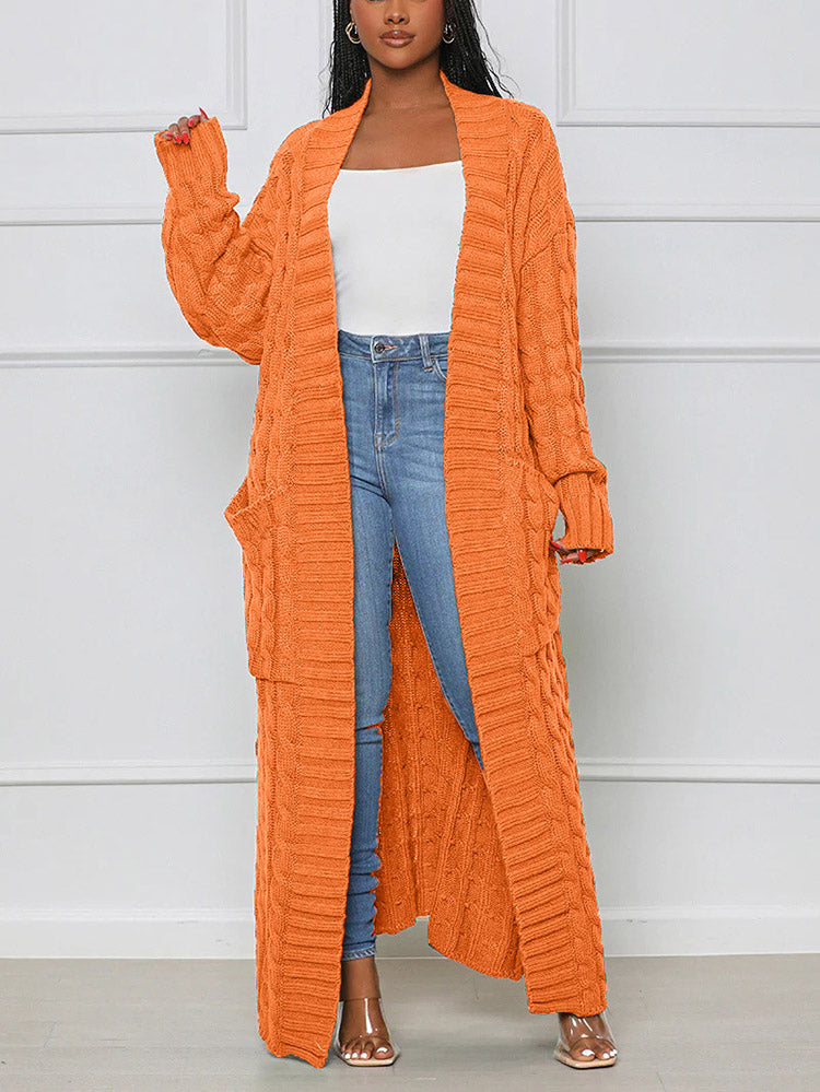 Knitted Solid Graceful Open Front Cardigan