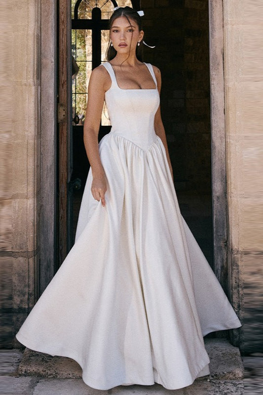 Elegant Solid A Line Long Prom Dress