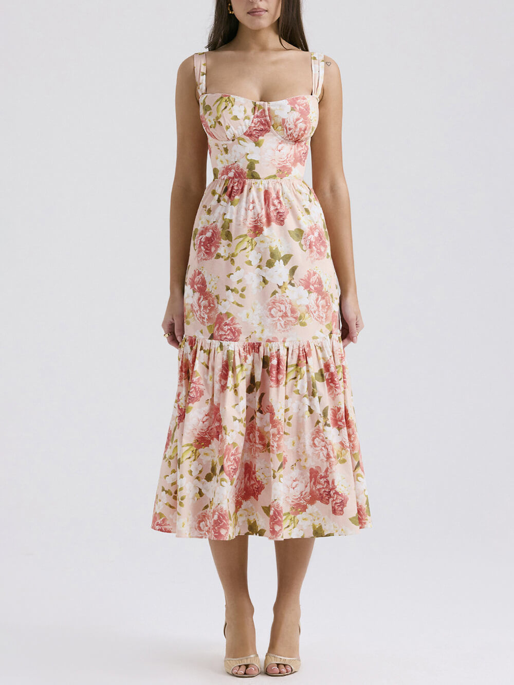 Sweet Spicy Style Charming Floral Backless Midi Dresses