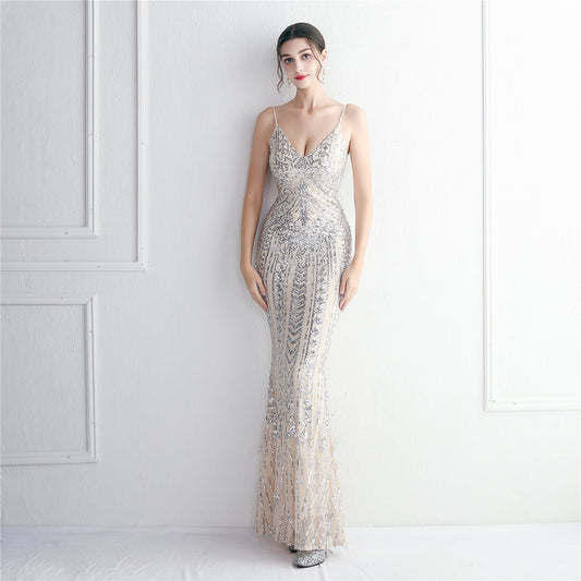 Taisia Formal Stylish Sequin Scroll Dress White / Xs S.o. Long Dresses