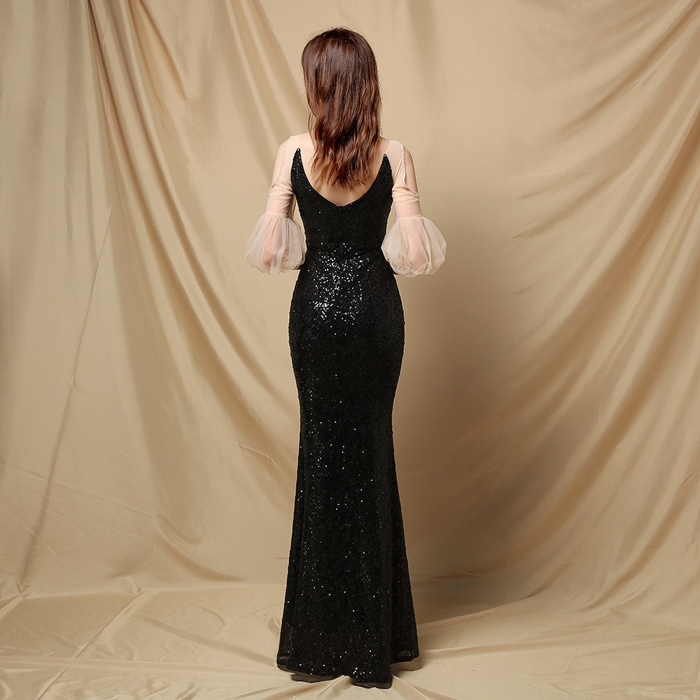 Quinn Sequin Scroll Charming Puff Sleeve Dress S.o. Long Dresses