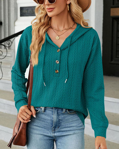 Solid color hoodie with buttons Green 2022 F/W 2023 F/W 23BF cardigans Clothes discount Hoodies & Sweatshirts Spring Tops/Blouses