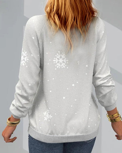 Tree Christmas Long-Sleeved Patterned Sweatshirt