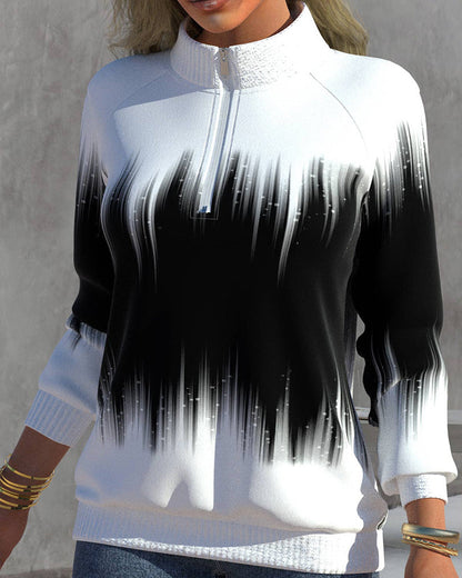 High Neck Gradient Design Sweatshirt