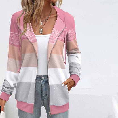 Color Block Hooded Jacket Multicolor best Best Sellings cardigan cardigans clothes Plus Size Sale tops Topseller