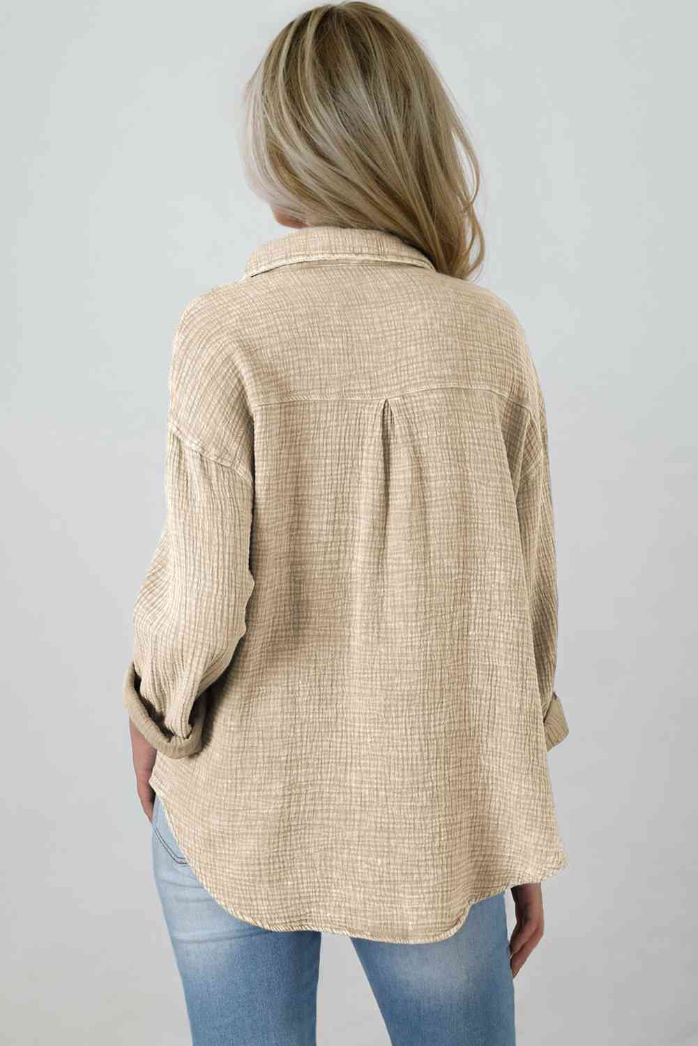 Blouse Textured With Buttons Clothes
