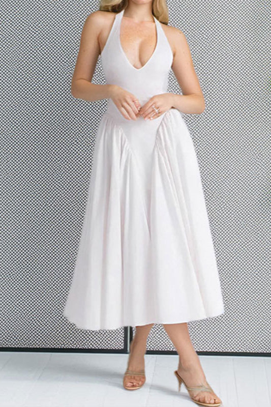 Halter Solid Bodycon Backless Party Dress