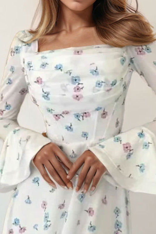 Off-Shoulder Waist-Cinched Solid Party Dress