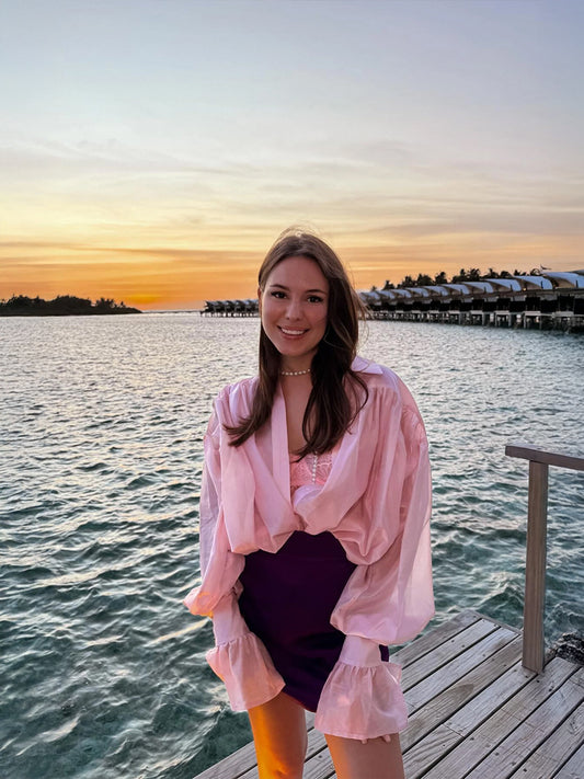 Satinbluse mit Ballonärmeln 